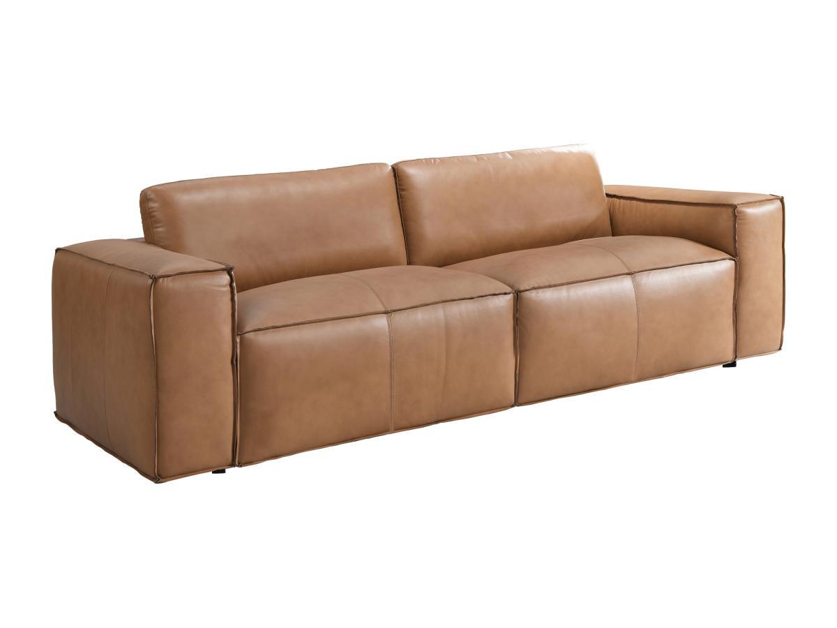 Vente-unique Sofa 3-Sitzer - Leder - Camelfarben - BERGONDI  