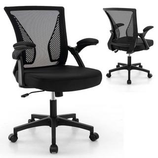 Northix Ergonomischer Bürostuhl mit klappbaren Armlehnen Schreibtischstuhl mit mittlerer Rückenlehne 57 x 63 x 90–100 cm Schwarz  