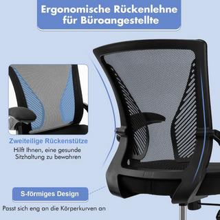 Northix Ergonomischer Bürostuhl mit klappbaren Armlehnen Schreibtischstuhl mit mittlerer Rückenlehne 57 x 63 x 90–100 cm Schwarz  
