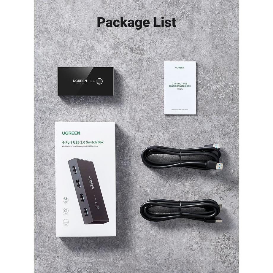 UGREEN  2x4 Sharing Switch Box 30768 USB 3.0 for 2 PCs 