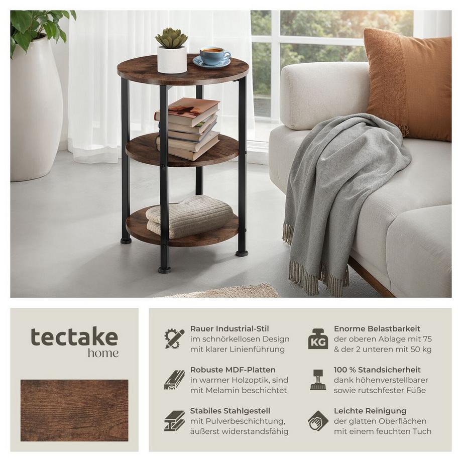 Tectake Table d'appoint COLCHESTER style industriel  