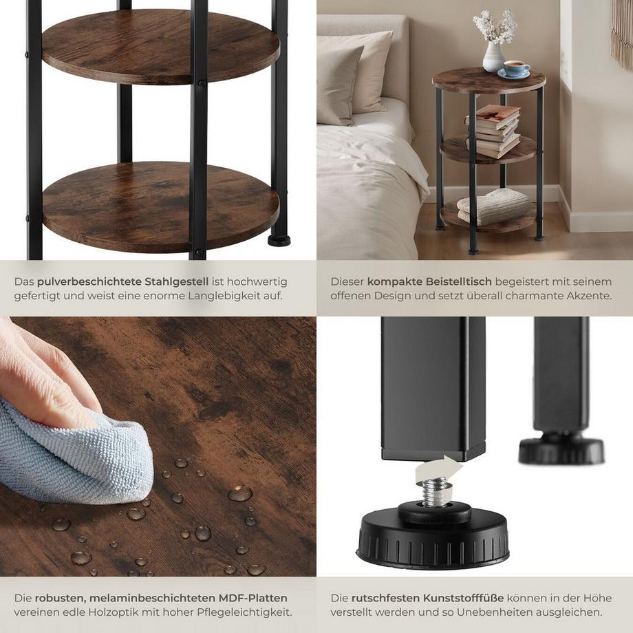 Tectake Table d'appoint COLCHESTER style industriel  