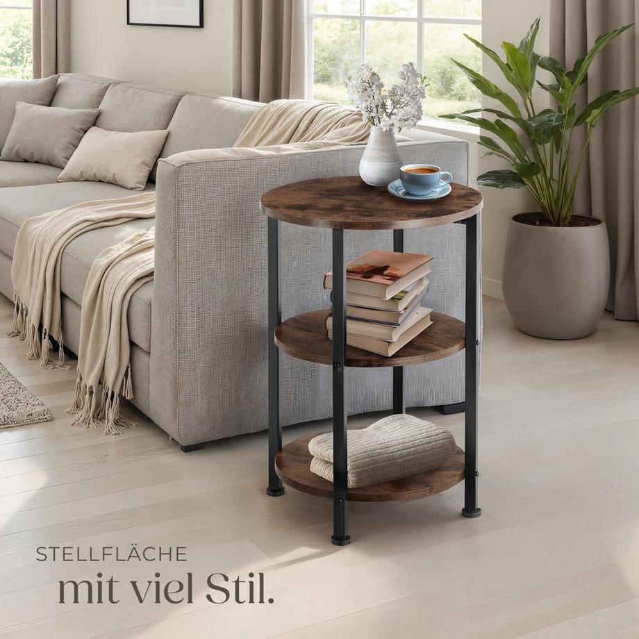 Tectake Beistelltisch Colchester Industrial Style Holz und Stahl  