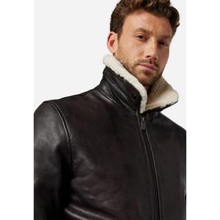 RICANO  Giacca in pelle da uomo M-Bomber - Giubbotto bomber con colletto in pelle di pecora 