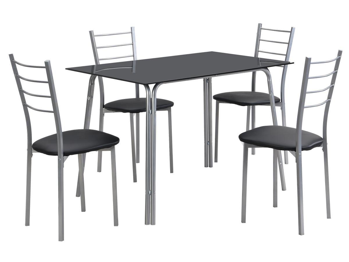 Vente-unique Ensemble table + 4 chaises - Noir et chromé - VILIARI  