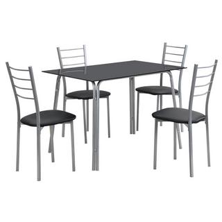 Vente-unique Ensemble table + 4 chaises - Noir et chromé - VILIARI  