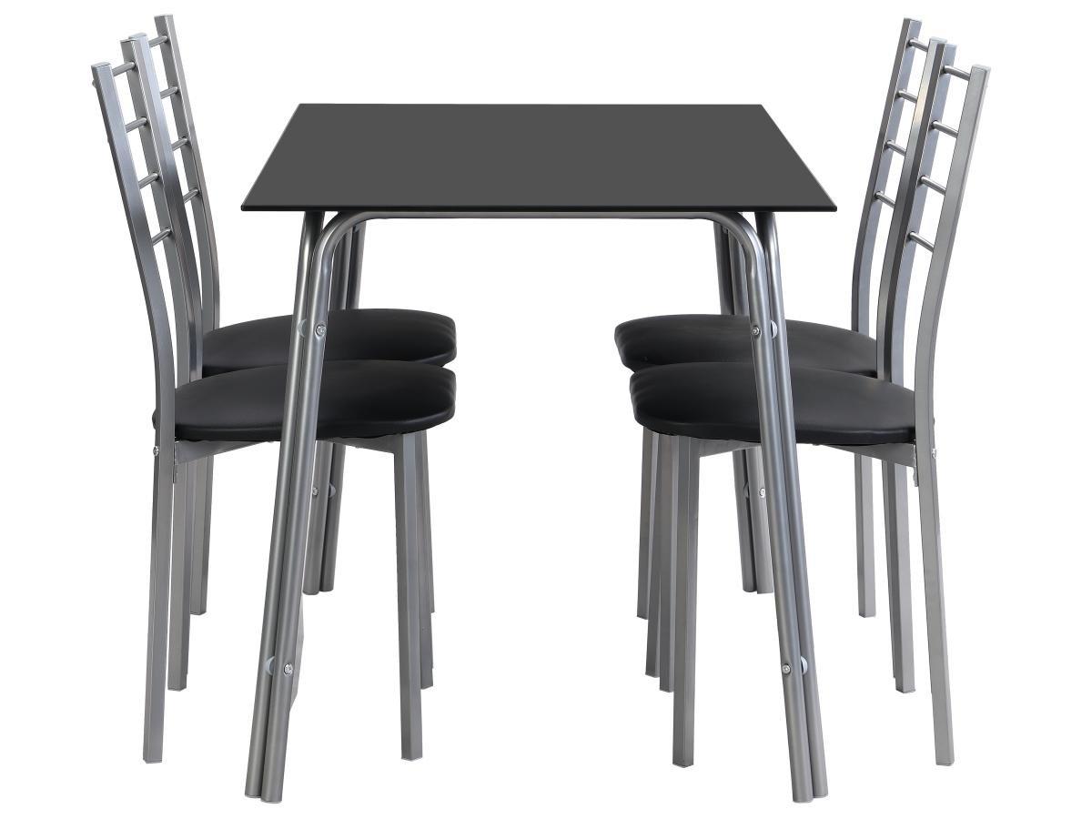 Vente-unique Ensemble table + 4 chaises - Noir et chromé - VILIARI  