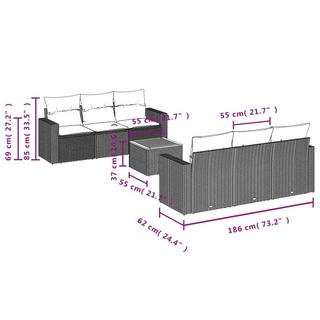 VidaXL Ensemble de canapés de jardin rotin synthétique  