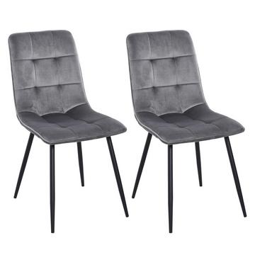 2Er-Set Esszimmerstuhl Polsterstuhl Küchenstuhl Esstisch Schaumstoff Metall Grau+Schwarz 45 X 63 X 90 Cm