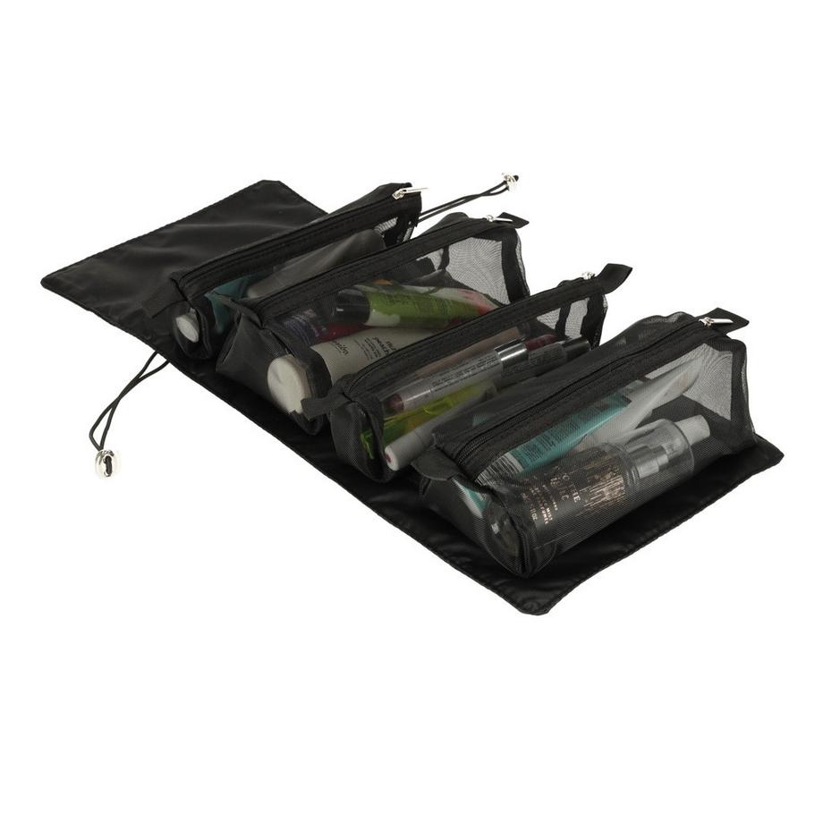 eStore  Trousse de toilette avec 4 compartiments amovibles - Noir 