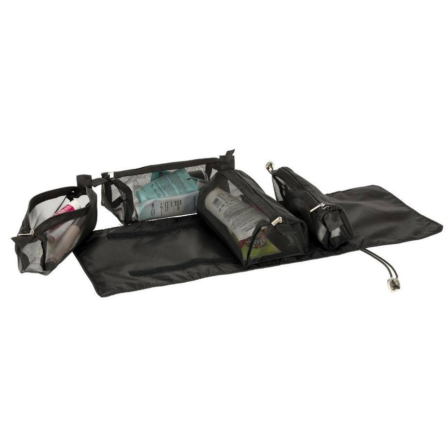 eStore  Trousse de toilette avec 4 compartiments amovibles - Noir 