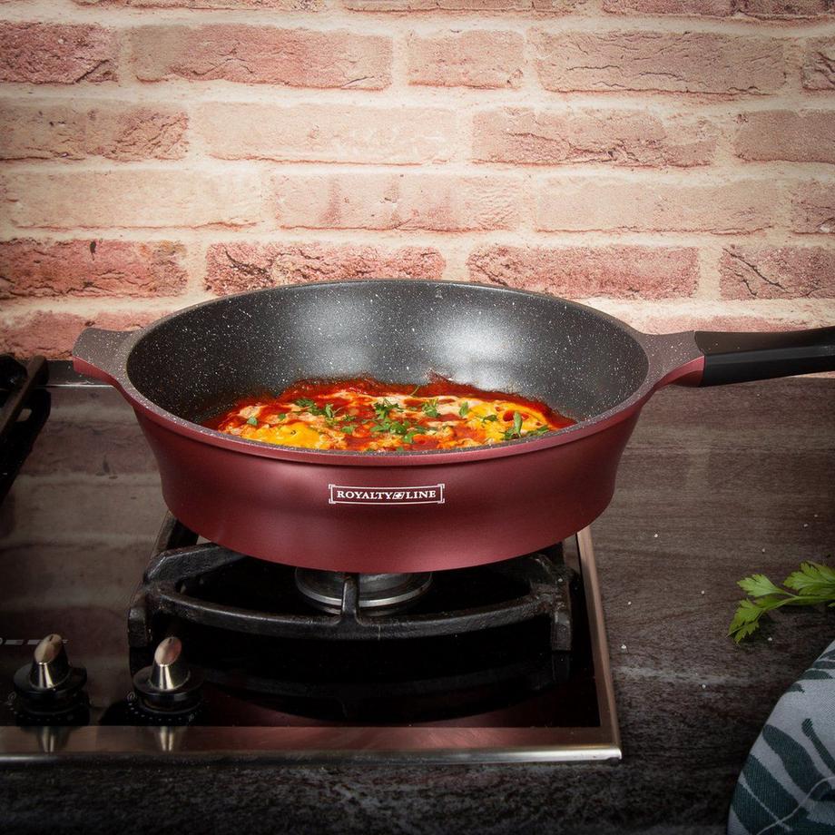 Royalty Line Ensemble de casseroles à revêtement en marbre 14 pièces - Bourgogne  