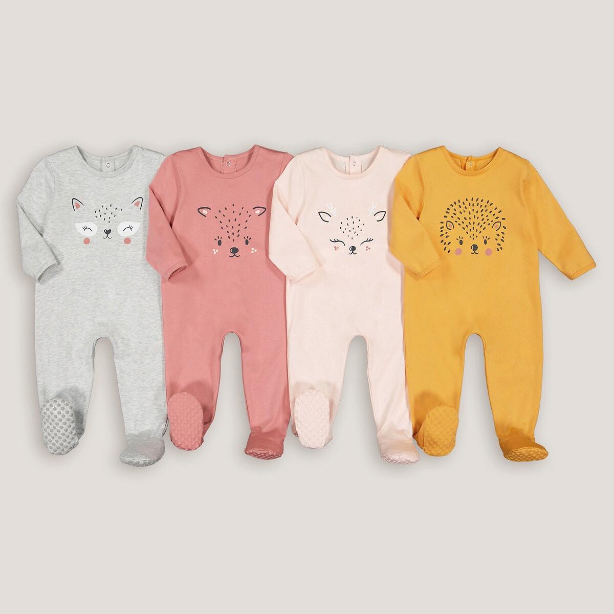 Image of 4er-pack Strampler Mit Tiermotiv Unisex Grau 12 mese