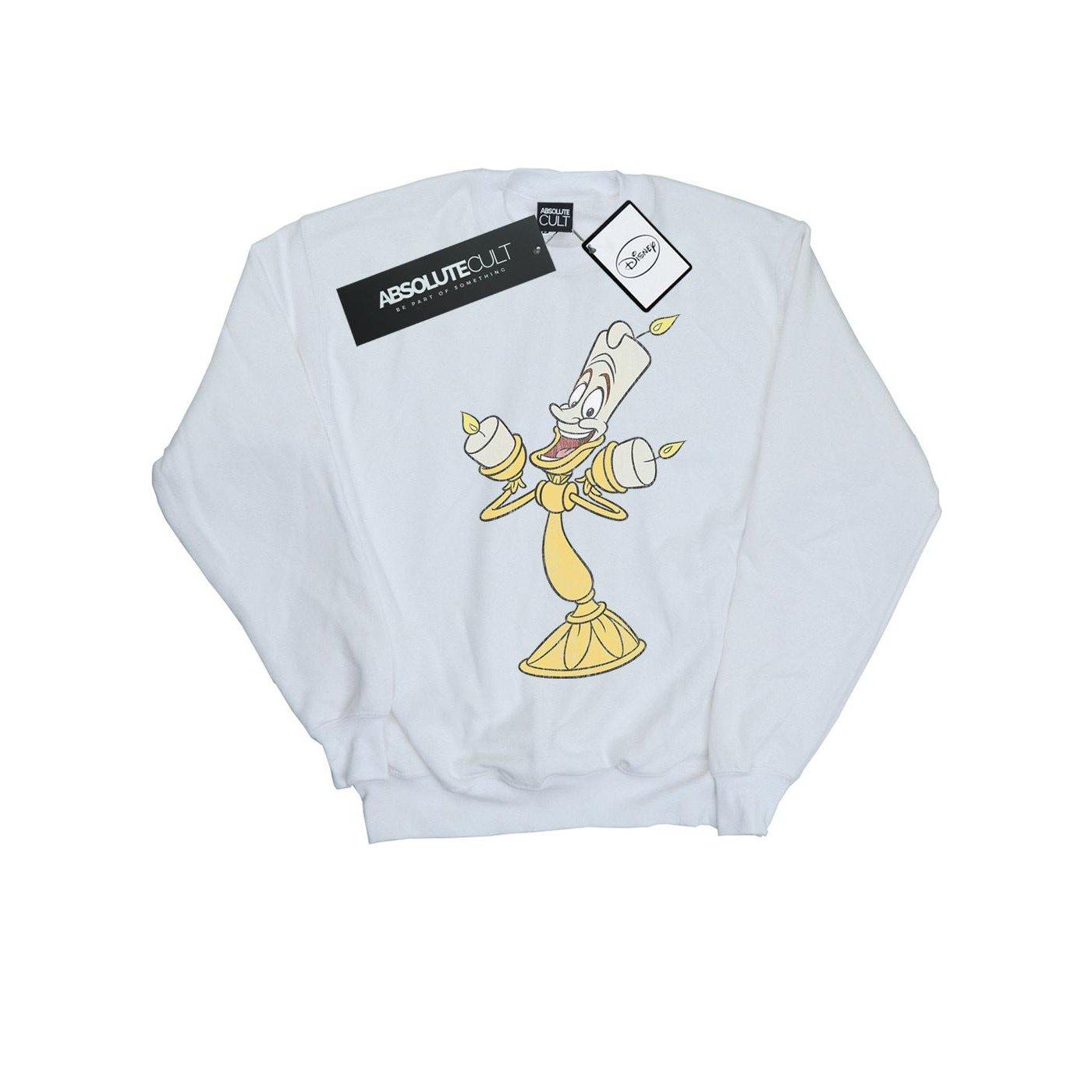Image of Beauty And The Beast Lumiere Distressed Sweatshirt Unisex Weiss 116