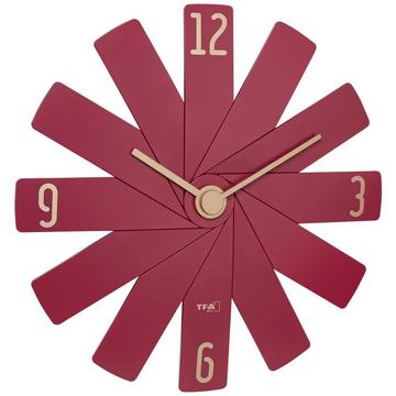 Quarz Wanduhr 400 mm x 37 mm x 400 mm Rot Schleichendes Uhrwerk (lautlos)