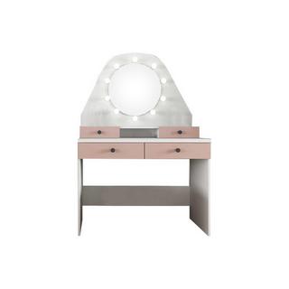 Vente-unique  Coiffeuse GABRIELA Miroir à  LEDs rangements rose poudré 