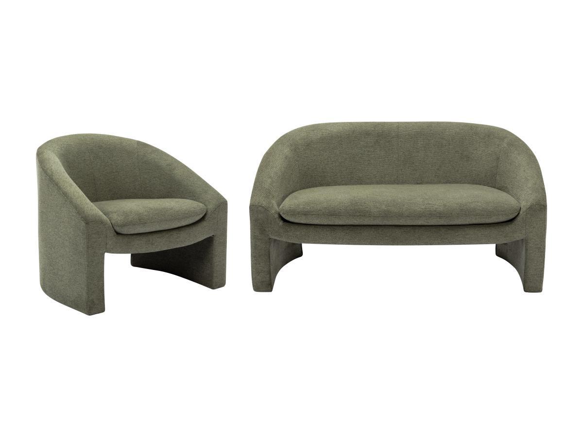 Image of Sofa 2-Sitzer & Sessel - Stoff - Grün - OSSANA Sofa 2-Sitzer & Sessel - Stoff - Grün - OSSANA