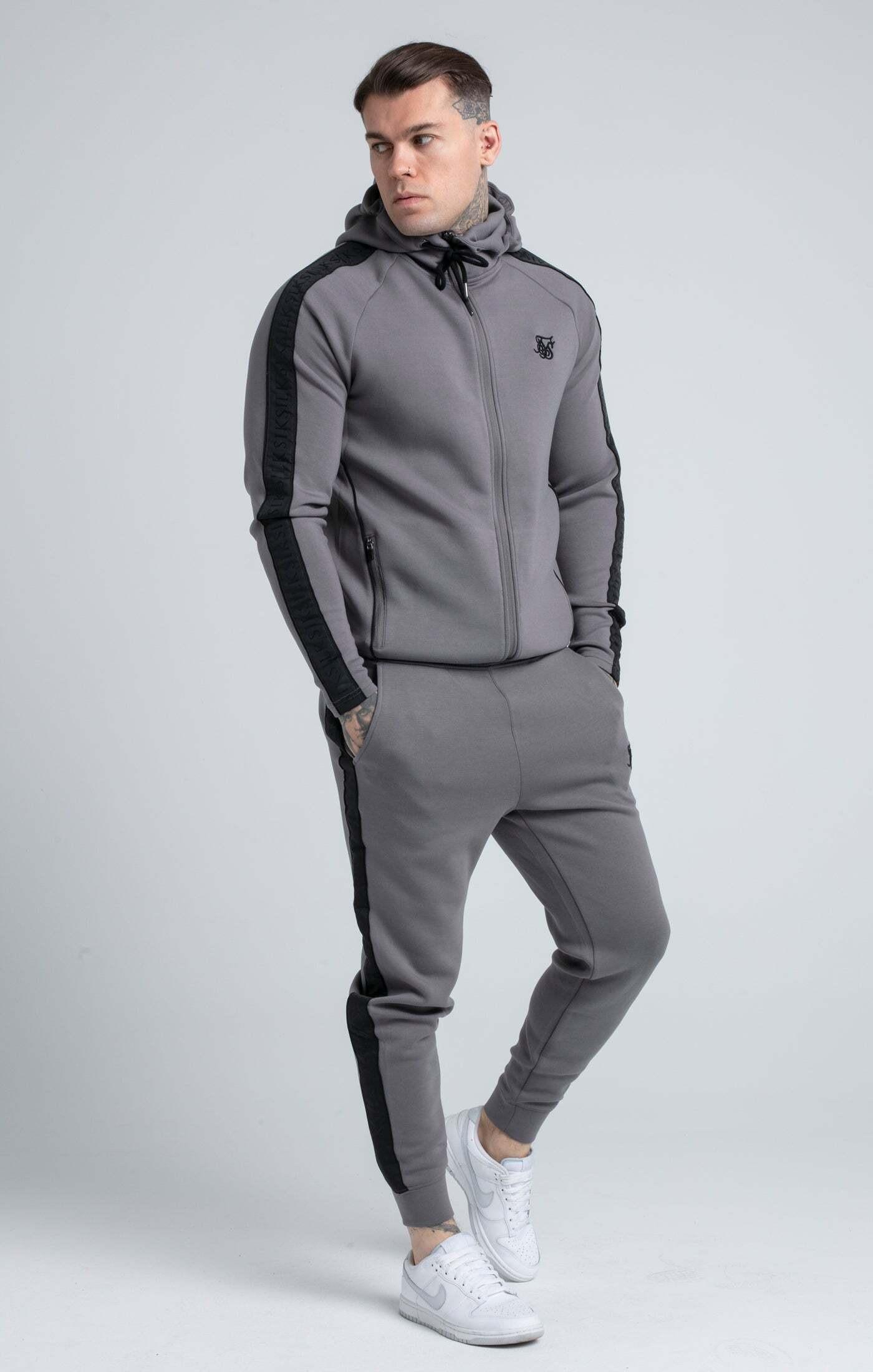 Image of Sets Taped Zip Thru Hoodie & Jogger Set Unisex Grau S