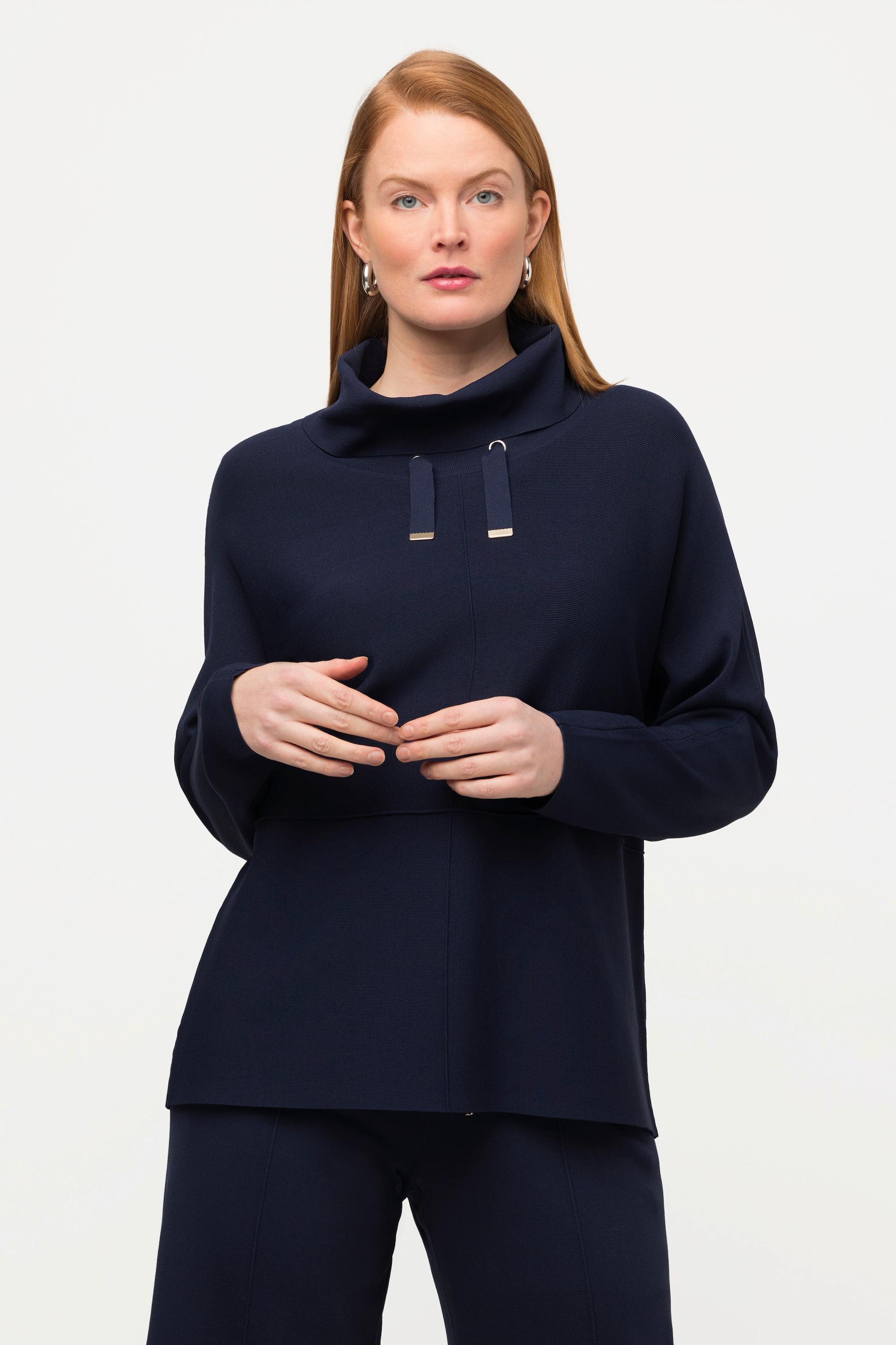 Ulla Popken  Pullover, Oversized, Stehkragen, Fledermaus-Langarm 