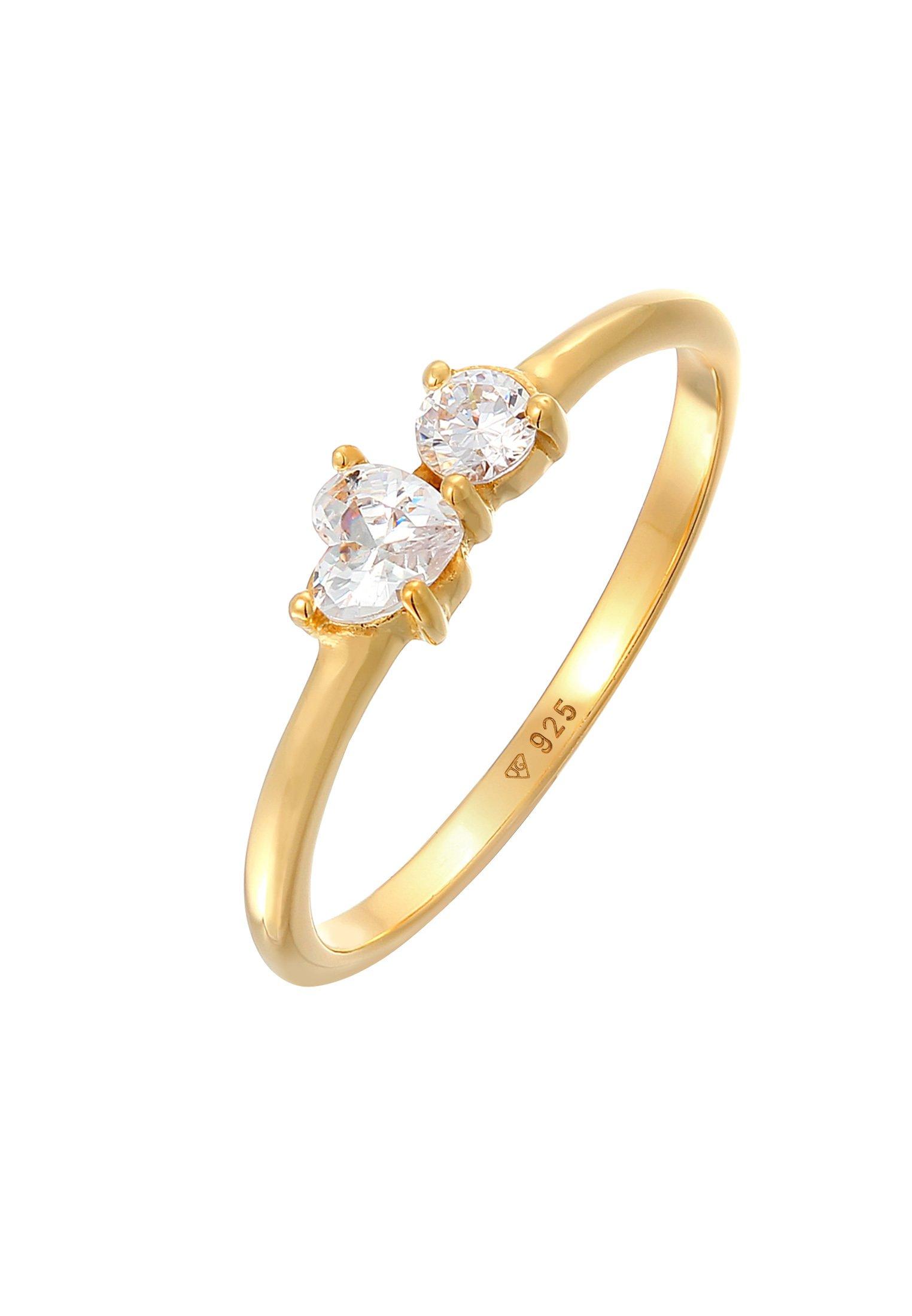 Image of Ring Herz Zirkonia Symbol Verlobung 925 Silber Damen Gold 52mm