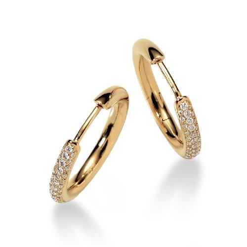 MUAU Schmuck  Scharnier-Creolen Diamant 0.334ct.  Gelbgold 750, 17mm 