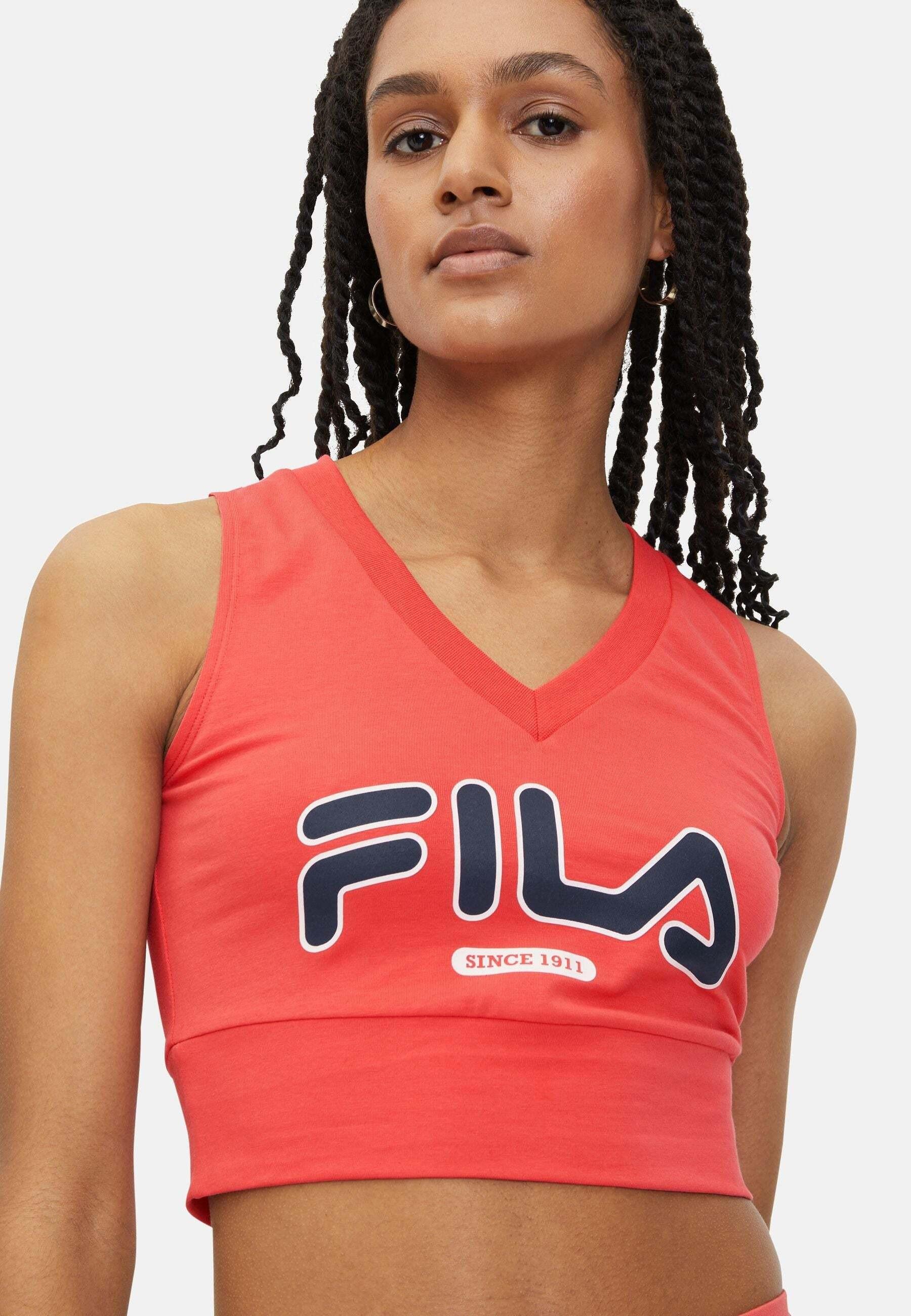 FILA  Tops Laixi Cropped V-Neck Top 