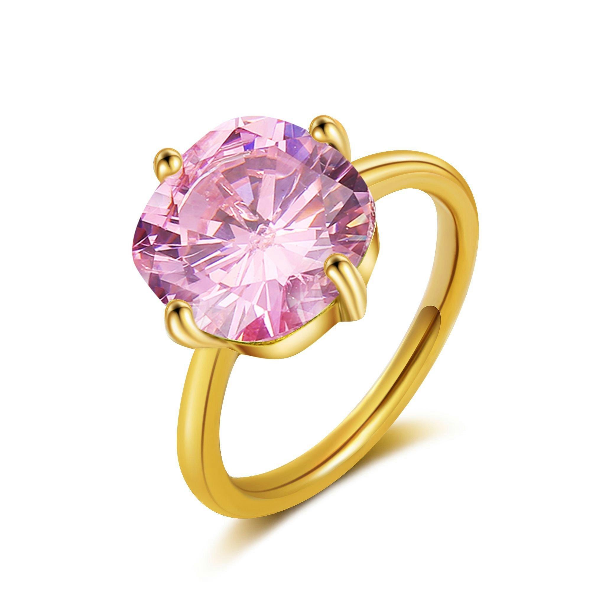 Image of Églantine Ring Rosa Quarz Damen Gold 50mm