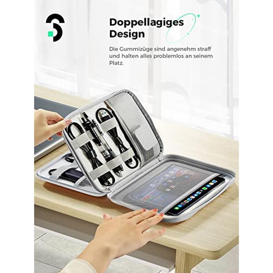 Only-bags.store  Kabelorganisationstasche Universelle Reisekabeltasche Elektroniktasche Doppellagige Elektroniktasche für Ladekabel, Festplatten, USB-Sticks, SD-Karten 