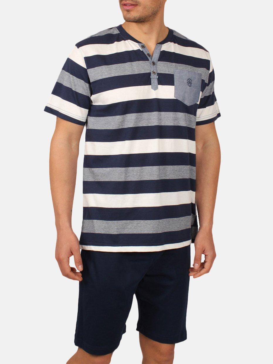 Image of Admas Homewear-Pyjamashorts T-Shirt Griechenland blau - S