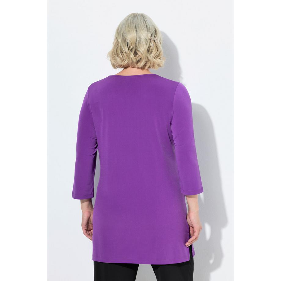 Ulla Popken T-shirt long Polka Dot Col Rond Manches 3/4  