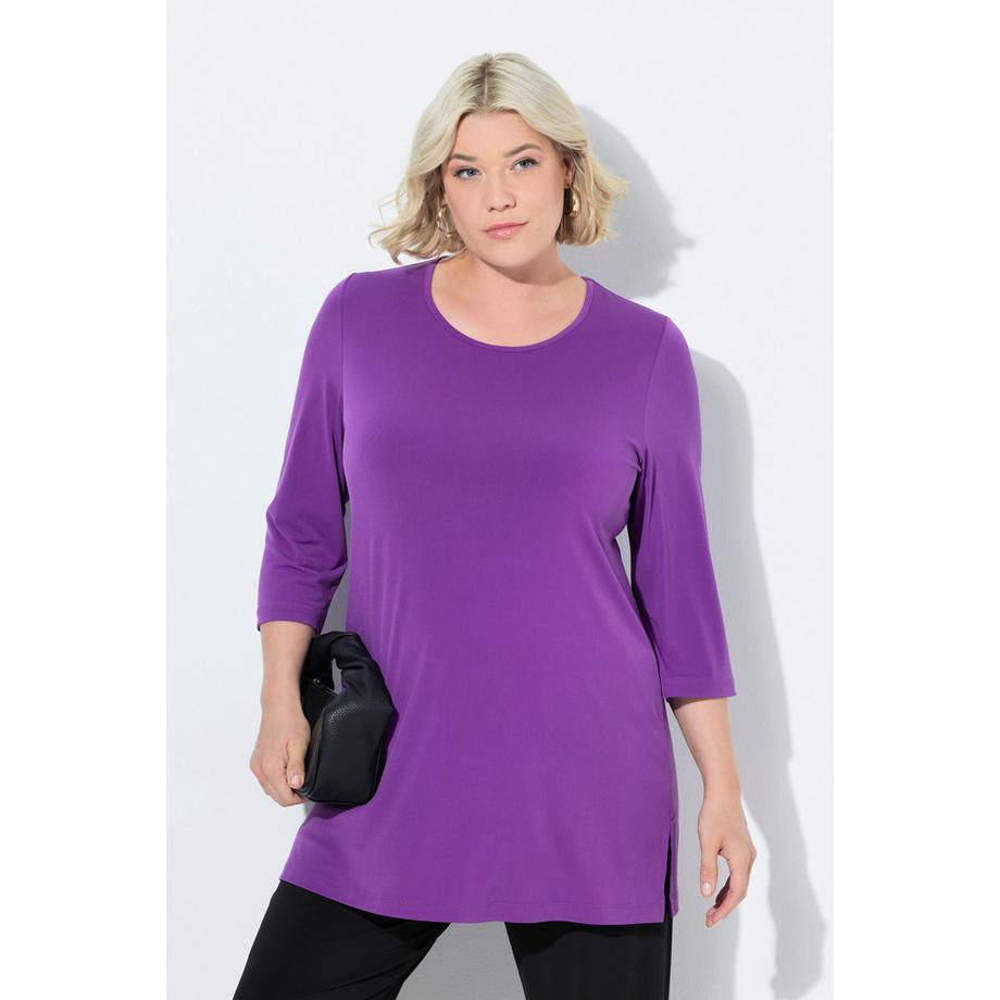 Ulla Popken T-shirt long Polka Dot Col Rond Manches 3/4  