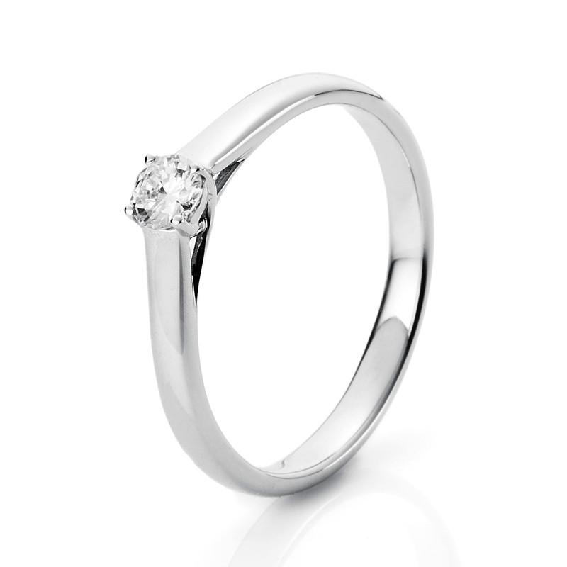 Image of Solitär-ring 750/18k Weissgold Diamant 0.2ct. Damen Silber ONE SIZE