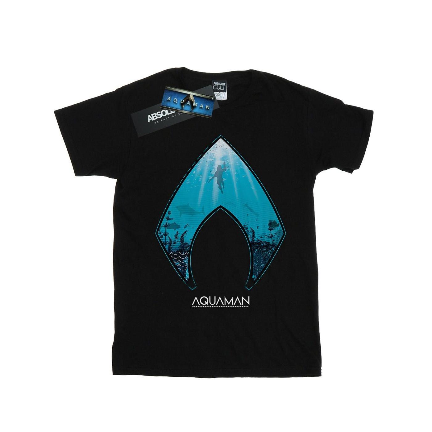 Image of Aquaman Ocean Logo Tshirt Mädchen Schwarz 116