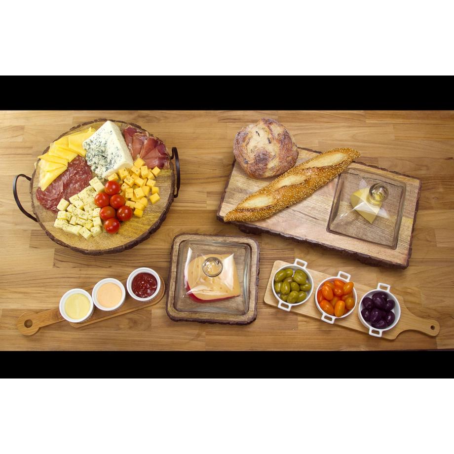 Bon Gourmet Set aus 3 Porzellanplatten mit Brett.  