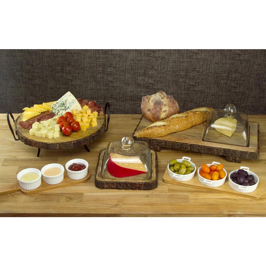 Bon Gourmet Set aus 3 Porzellanplatten mit Brett.  