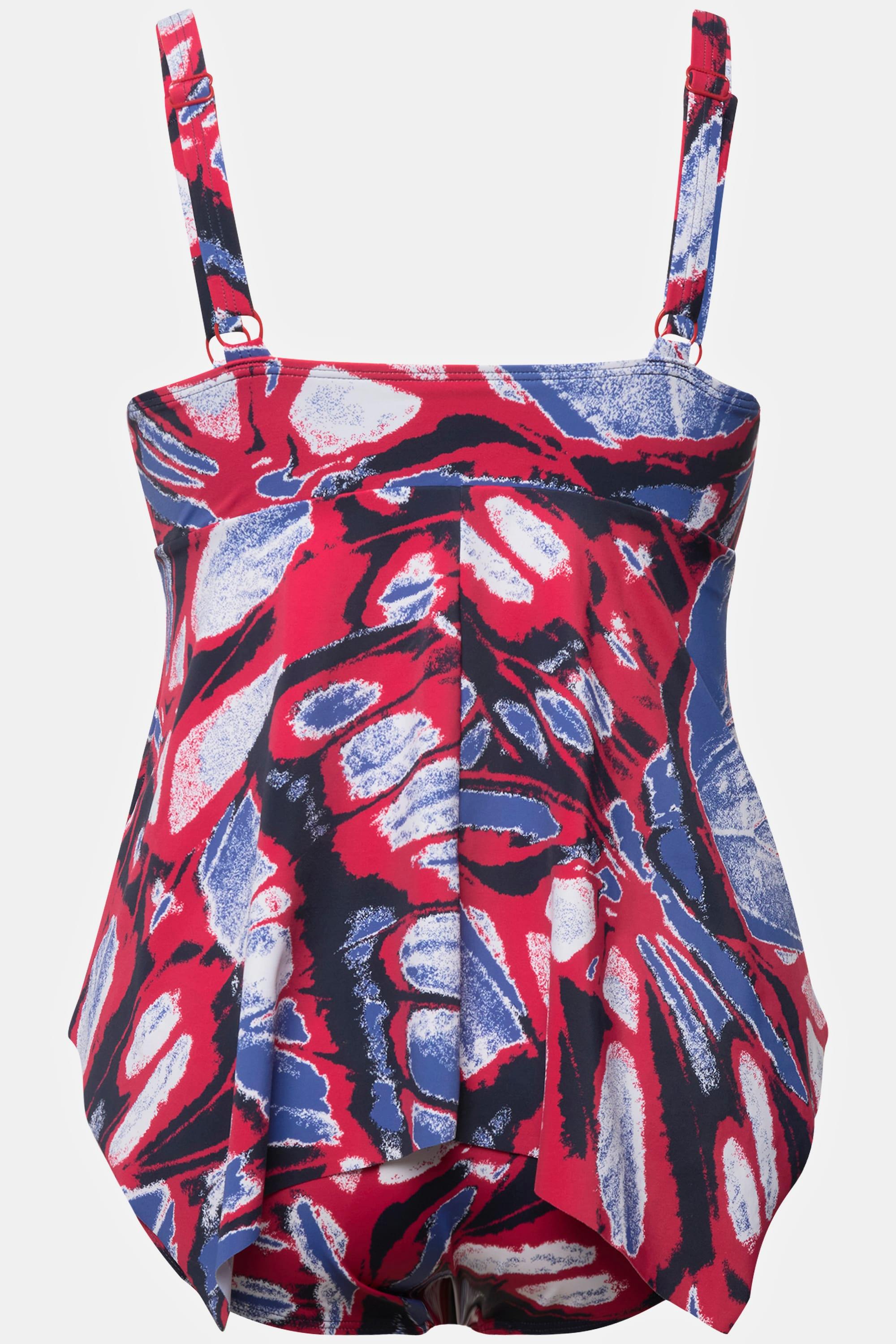 Ulla Popken  Tankini con farfalle, orlo a punte, coppe morbide e materiale riciclato 