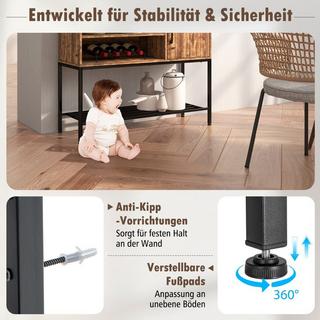 Northix Barschrank mit Weinregalen und Ablageflächen Konsolentisch aus Holz mit Metallrahmen für Esszimmer 100 x 35 x 83 cm Kaffee  