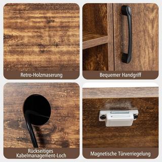 Northix Barschrank mit Weinregalen und Ablageflächen Konsolentisch aus Holz mit Metallrahmen für Esszimmer 100 x 35 x 83 cm Kaffee  