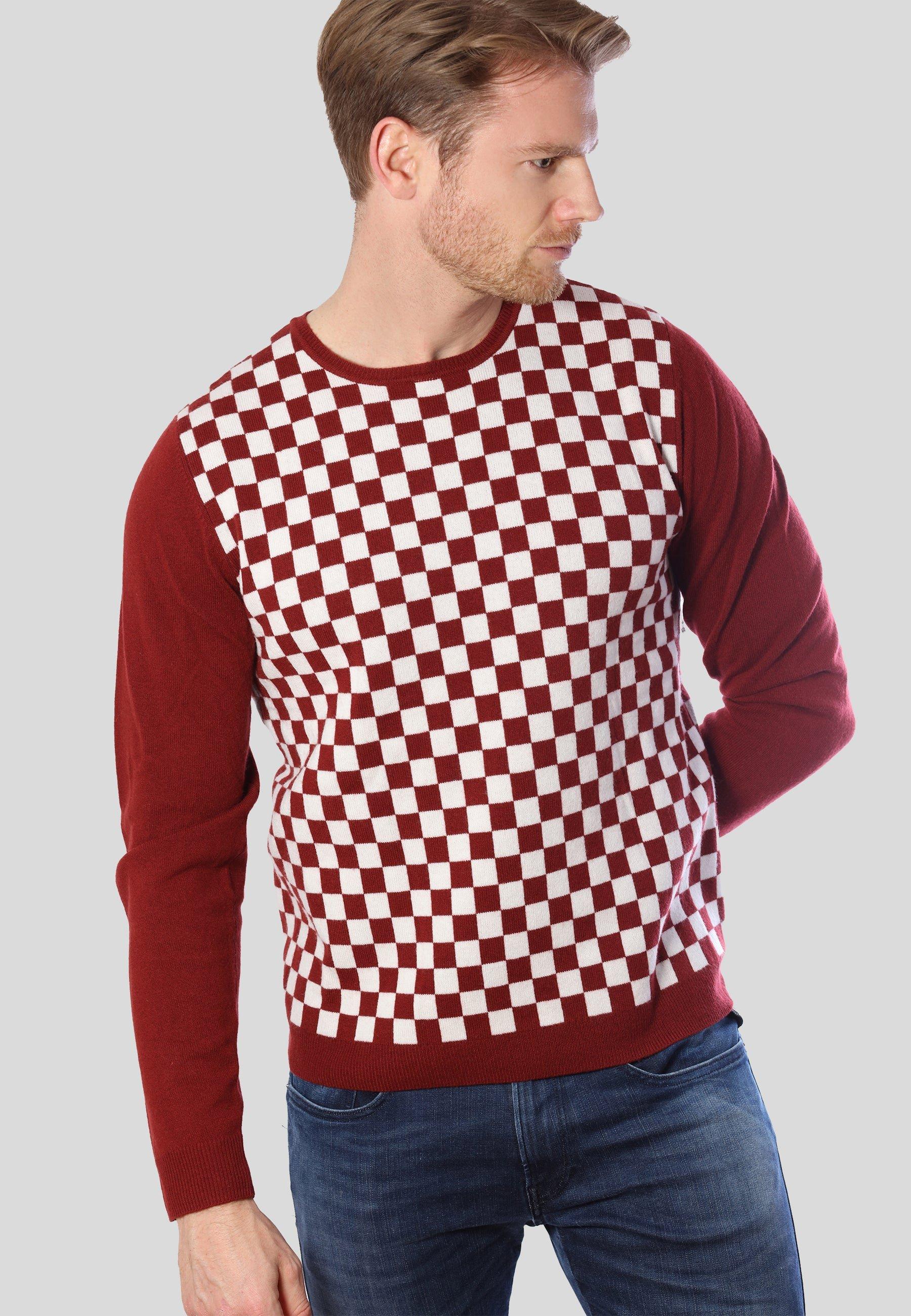 Bellemere New York  Kaschmir-Merino-Fantasy-Pullover mit Checker-Print 