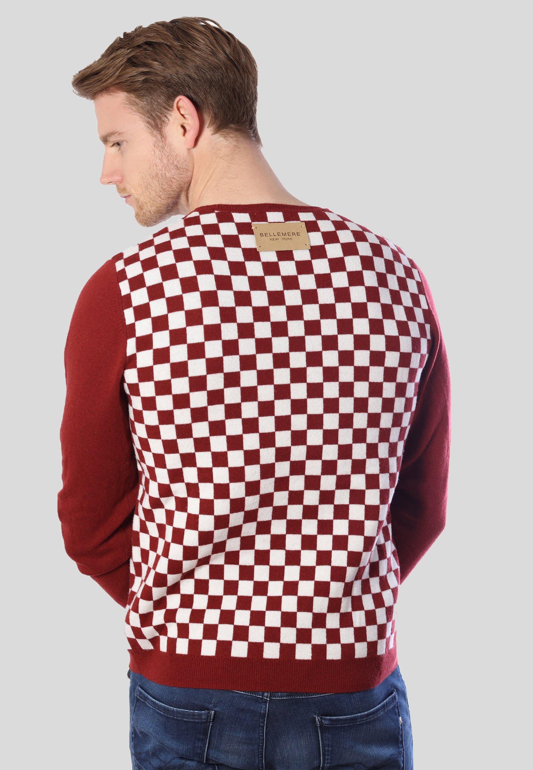 Bellemere New York  Kaschmir-Merino-Fantasy-Pullover mit Checker-Print 