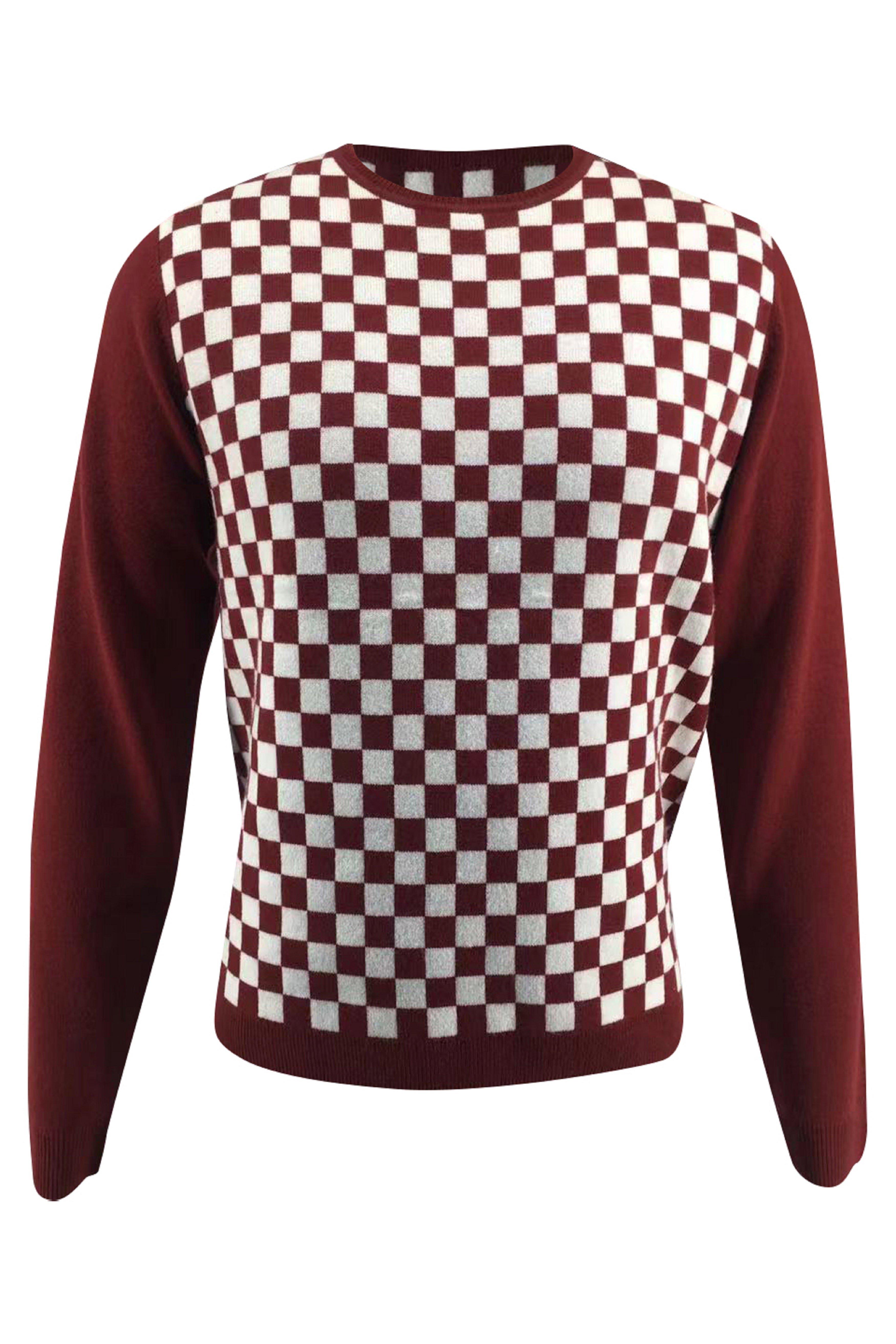 Bellemere New York  Kaschmir-Merino-Fantasy-Pullover mit Checker-Print 