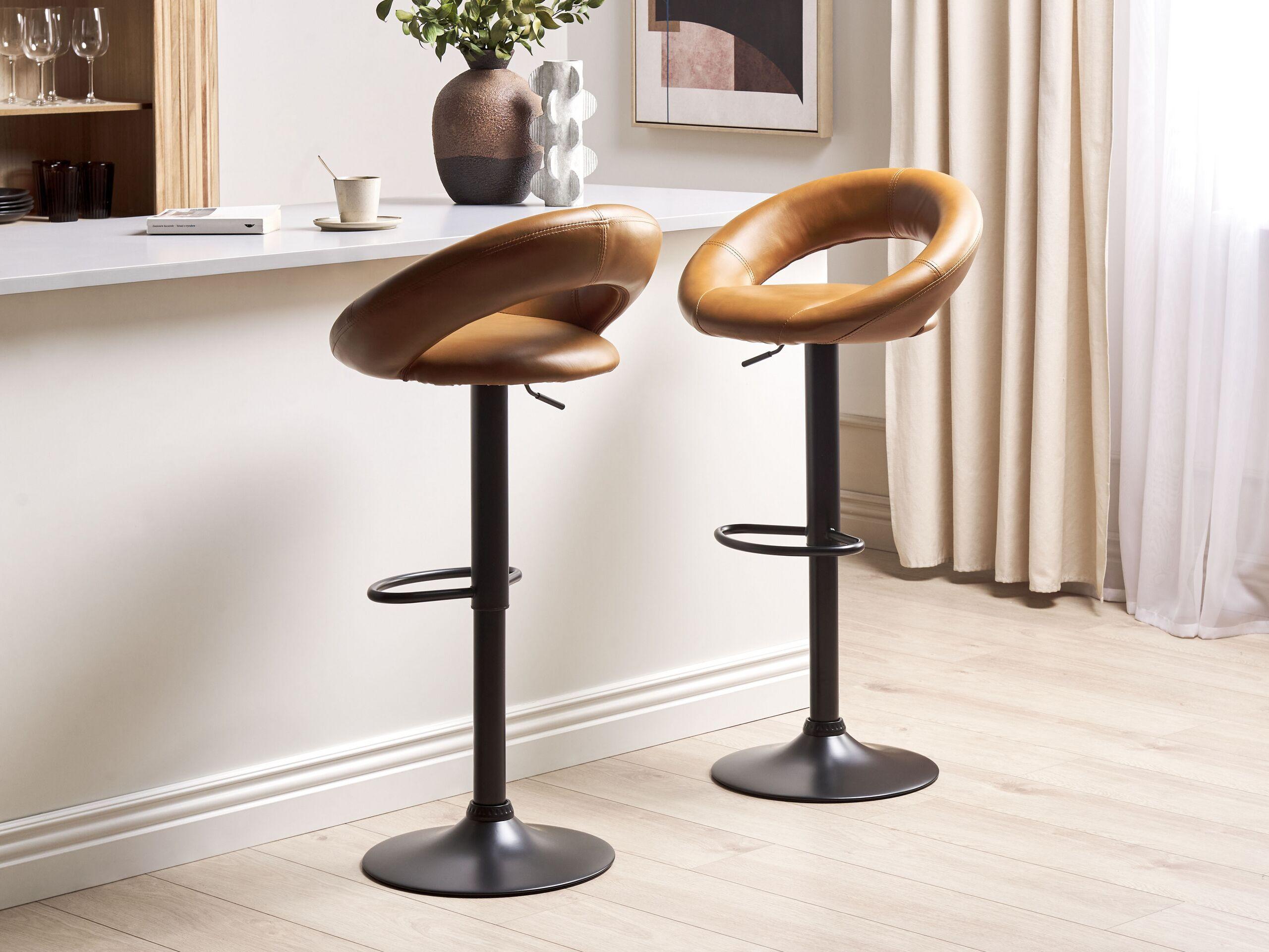 Beliani Lot de 2 tabourets de bar en Cuir PU Moderne PEORIA  