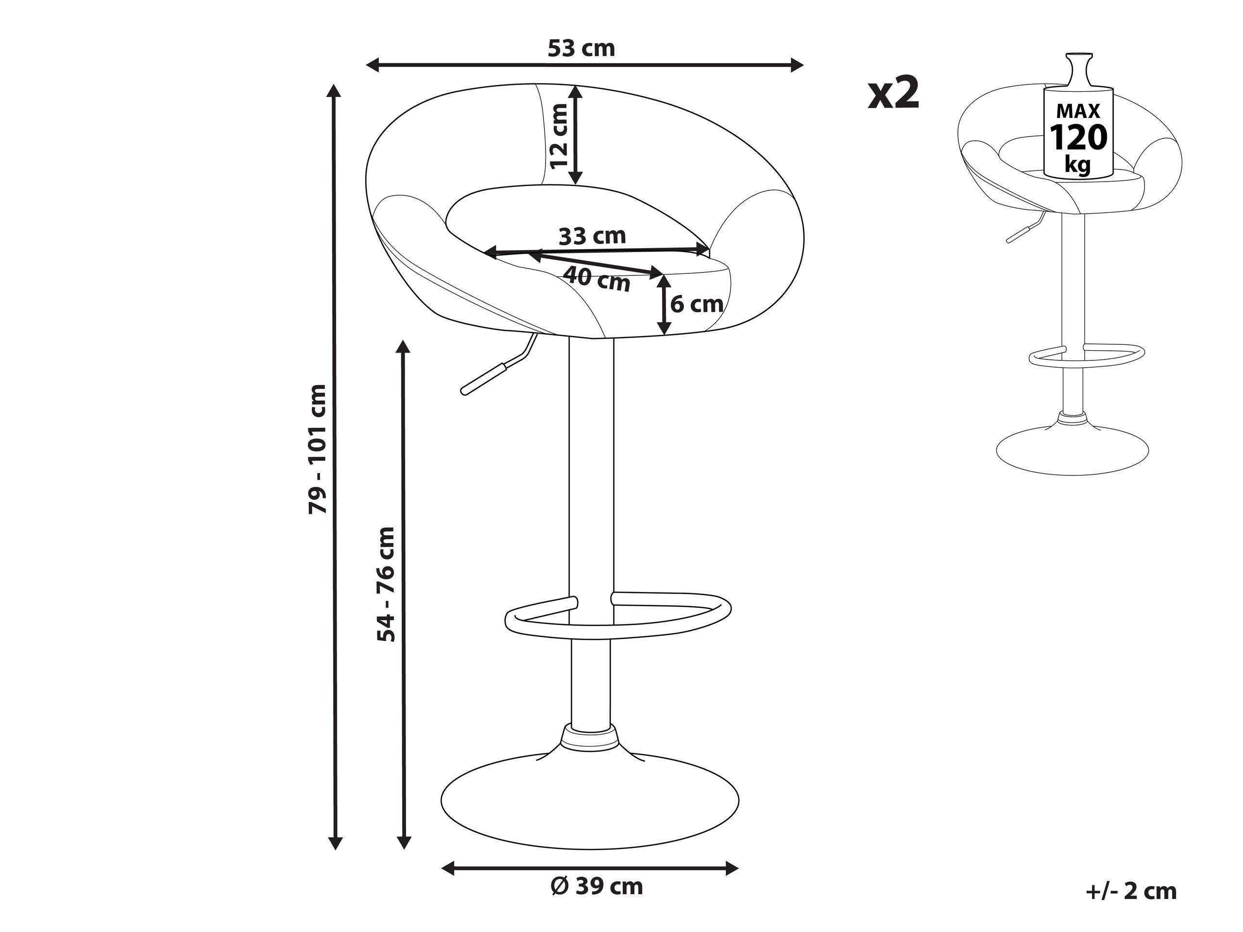 Beliani Lot de 2 tabourets de bar en Cuir PU Moderne PEORIA  