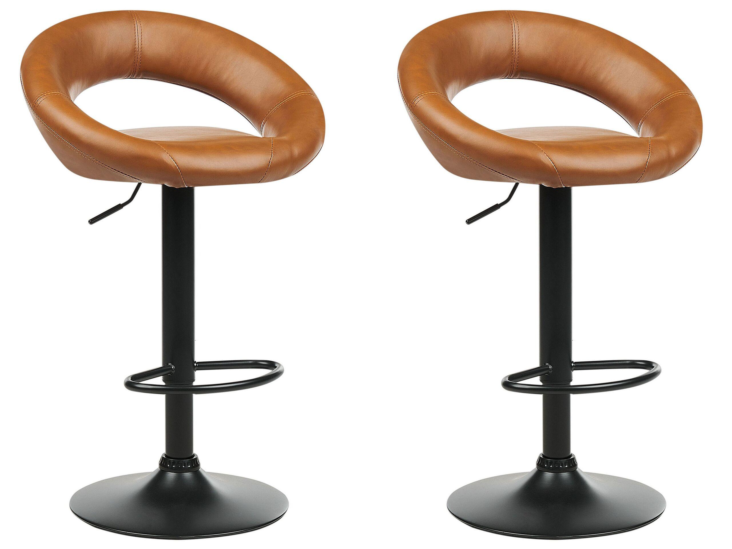 Beliani Lot de 2 tabourets de bar en Cuir PU Moderne PEORIA  