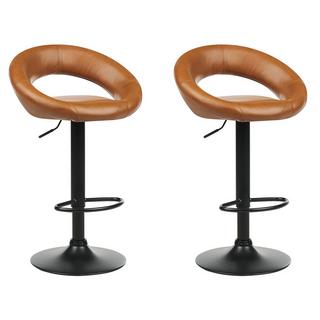 Beliani Lot de 2 tabourets de bar en Cuir PU Moderne PEORIA  