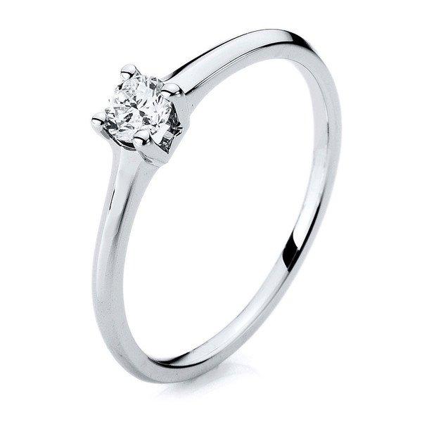 Image of Solitär-ring 585/14k Weissgold Diamant 0.23ct. Damen Silber ONE SIZE