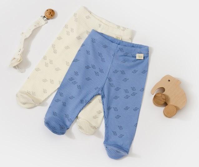 BabyCosy Organic  Pantalon à pied, 2 Pack 