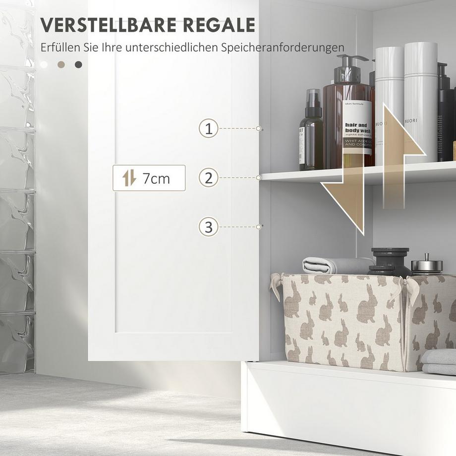 Northio Meuble de salle de bain, meuble de salle de bain, meuble de rangement avec étagère réglable, meuble bas avec 2 tiroirs, meuble de porte, pour salle de bain, salon 60 x 30 x 108,8 cm, blanc  