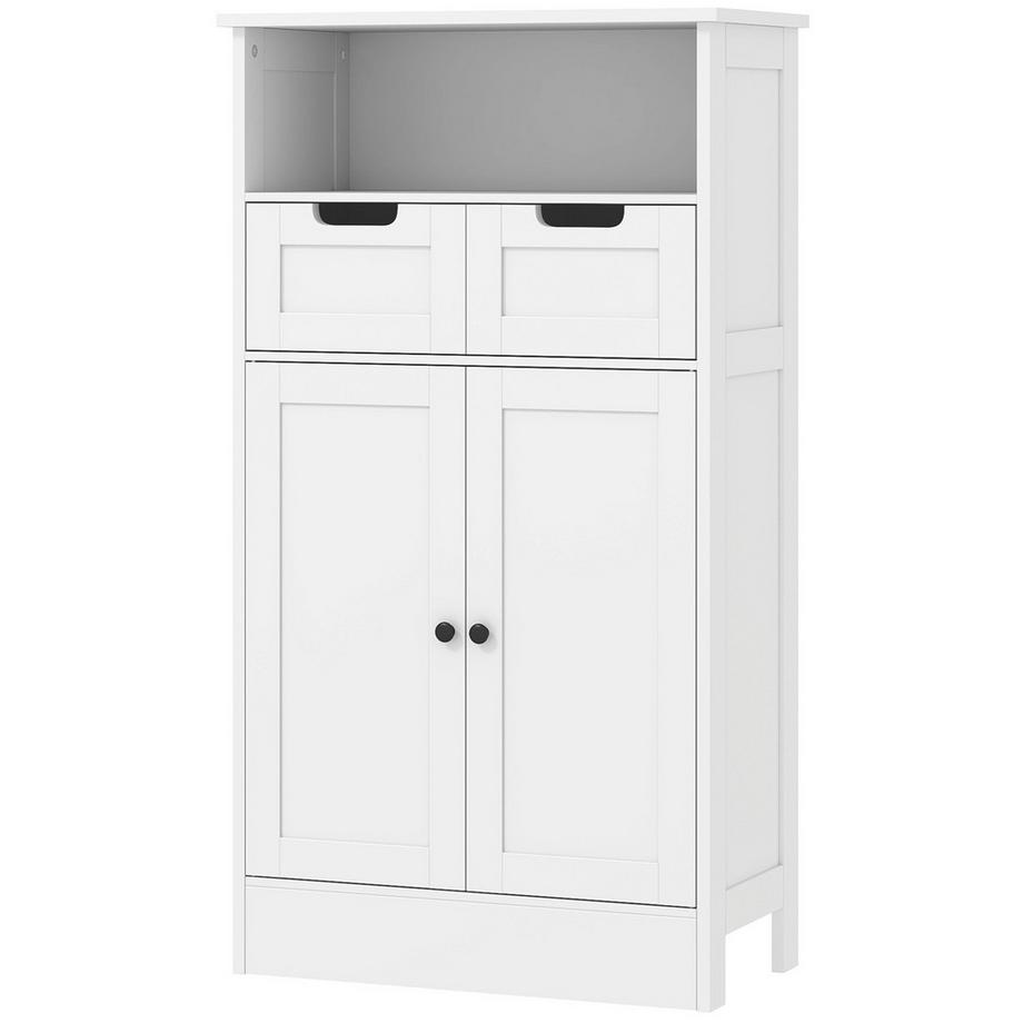 Northio Meuble de salle de bain, meuble de salle de bain, meuble de rangement avec étagère réglable, meuble bas avec 2 tiroirs, meuble de porte, pour salle de bain, salon 60 x 30 x 108,8 cm, blanc  