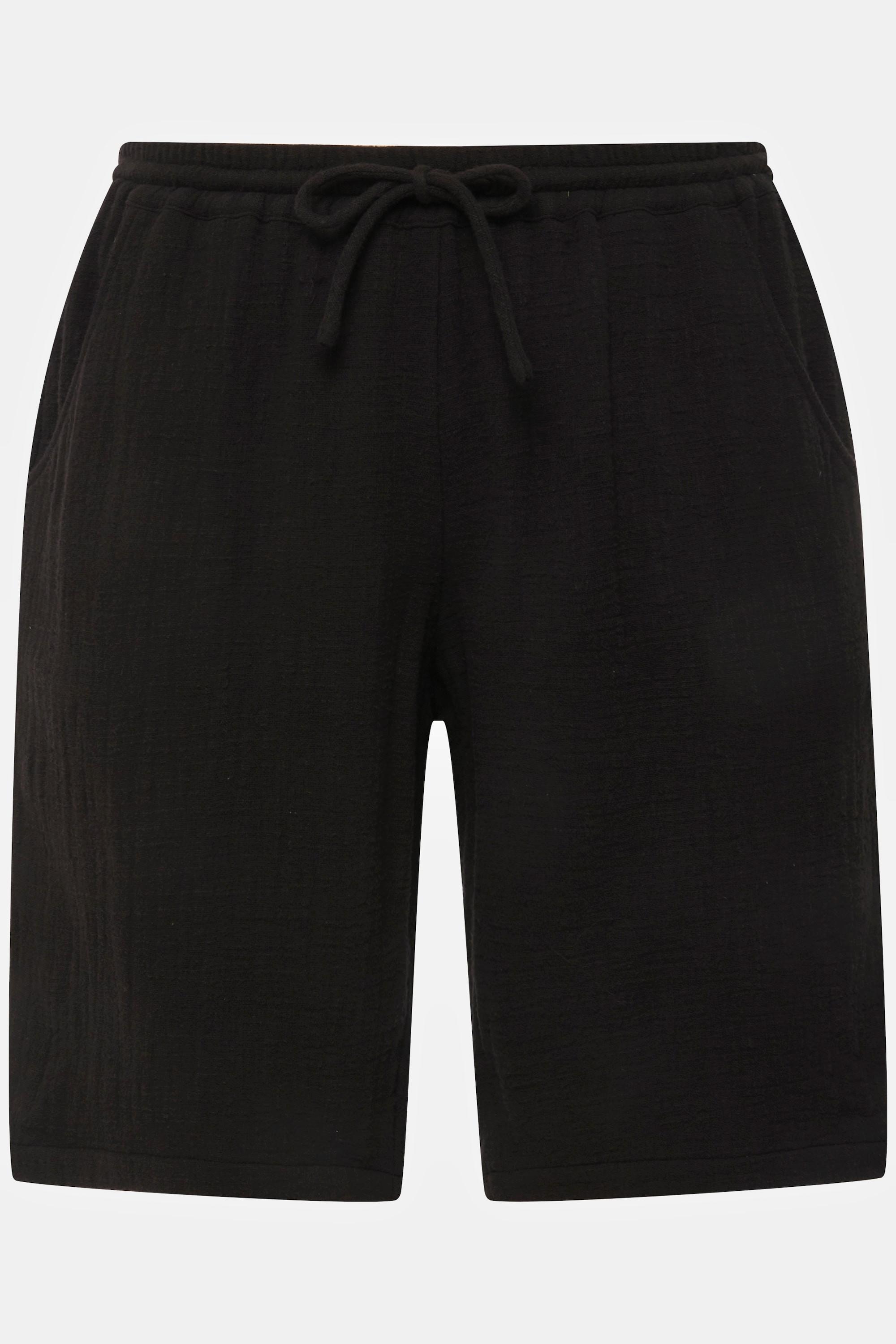 Ulla Popken Short Gaufré Coupe Large Taille Élastique Coton Bio  